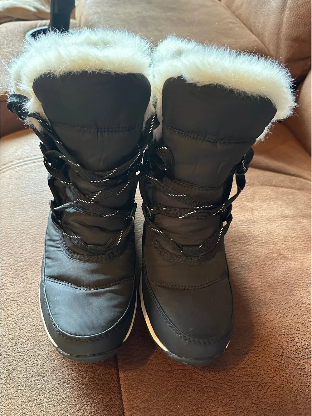 SOREL Women's Whitney Short Lace Waterproof Snow Boots Black Size 8.5